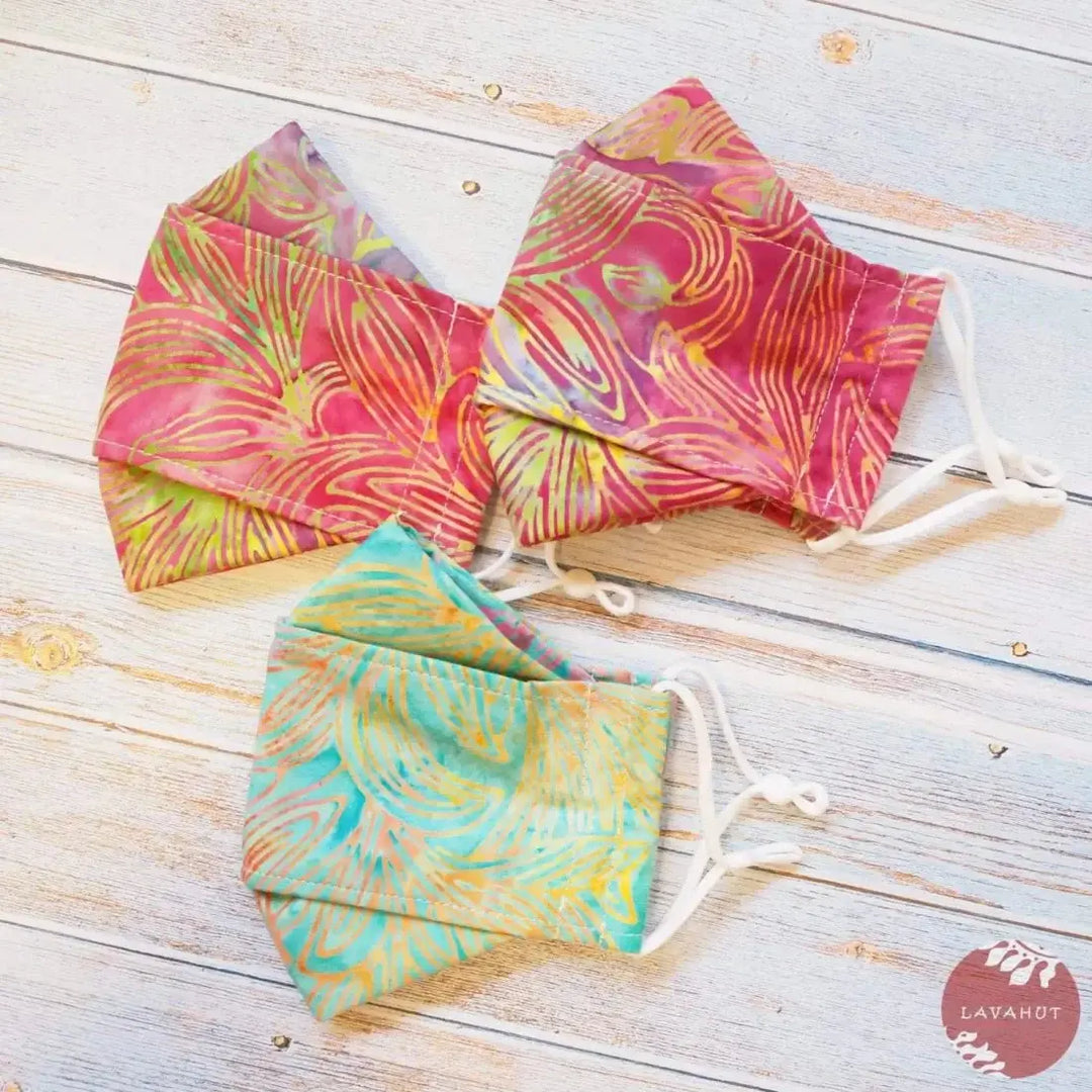 Antimicrobial Silvadur™ + Origami 3d Face Mask • Pink Kauai - Made in Hawaii