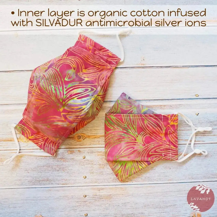 Antimicrobial Silvadur™ + Origami 3d Face Mask • Pink Kauai - Made in Hawaii