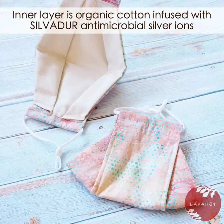 Antimicrobial Silvadur™ + Origami 3d Face Mask • Pink Sun Jam - Made in Hawaii