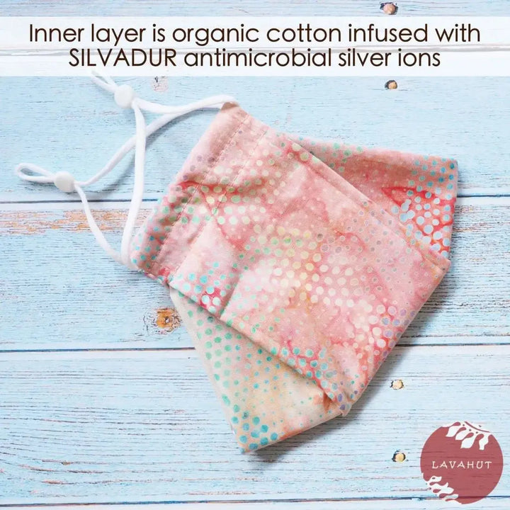 Antimicrobial Silvadur™ + Origami 3d Face Mask • Pink Sun Jam - Made in Hawaii