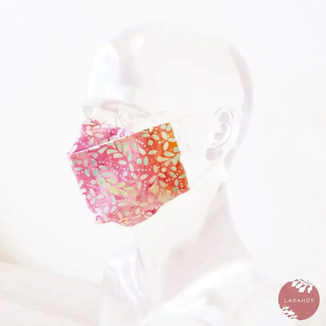 Antimicrobial Silvadur™ + Origami 3d Face Mask • Pink Windswept - Made in Hawaii