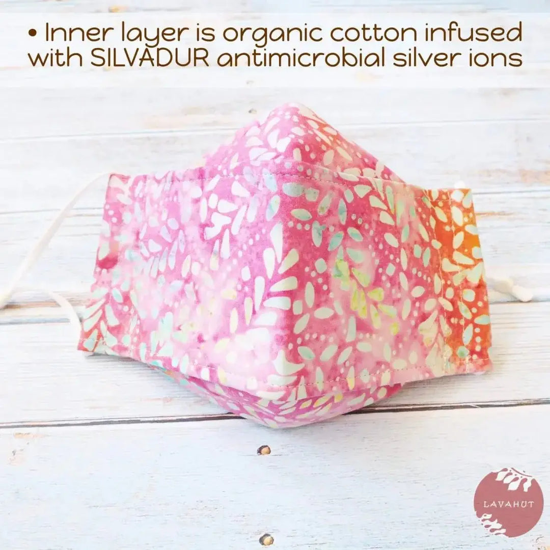 Antimicrobial Silvadur™ + Origami 3d Face Mask • Pink Windswept - Made in Hawaii
