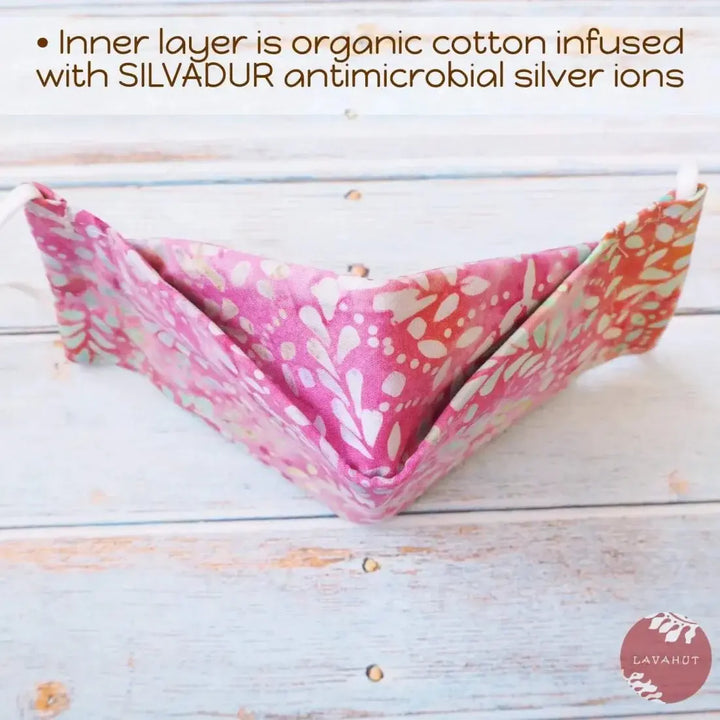 Antimicrobial Silvadur™ + Origami 3d Face Mask • Pink Windswept - Made in Hawaii