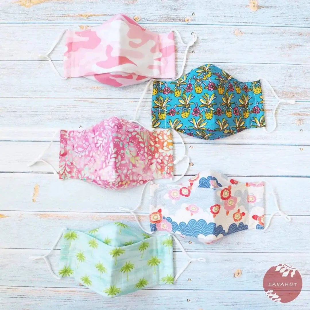 Antimicrobial Silvadur™ + Origami 3d Face Mask • Pink Windswept - Made in Hawaii