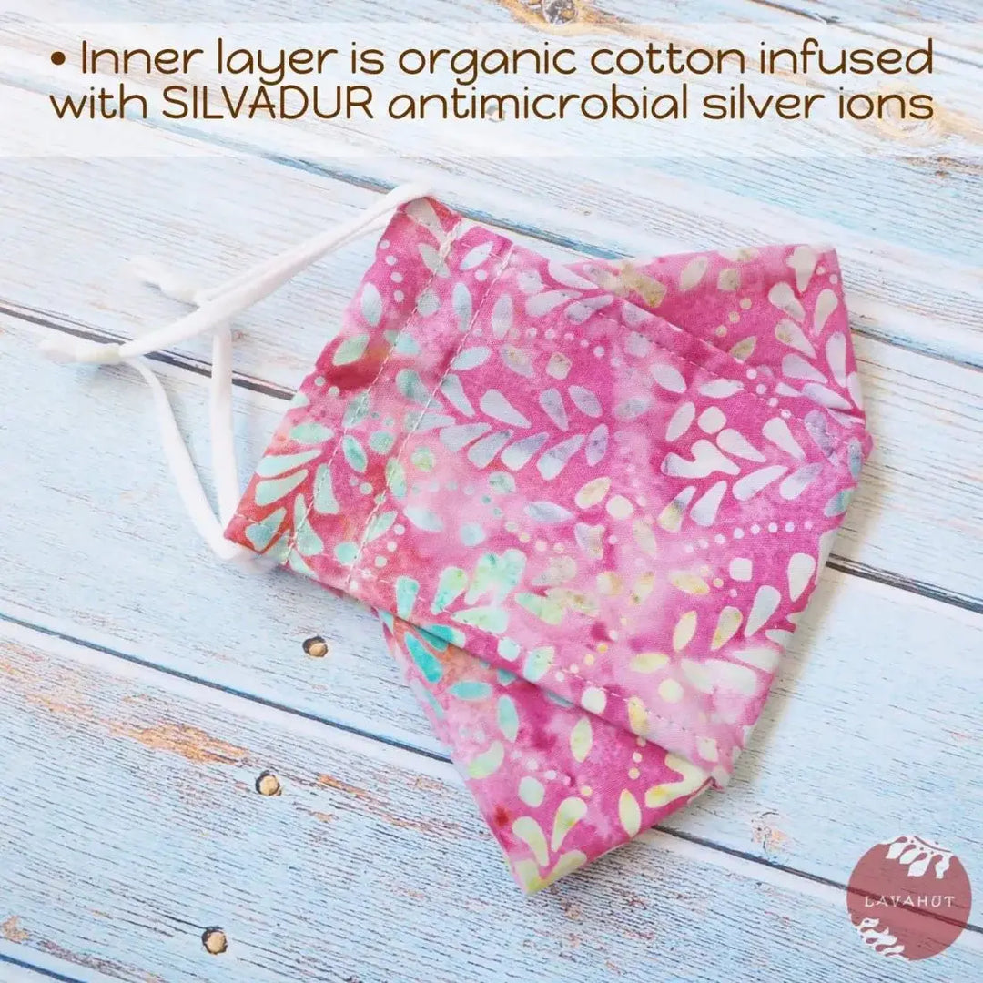 Antimicrobial Silvadur™ + Origami 3d Face Mask • Pink Windswept - Made in Hawaii
