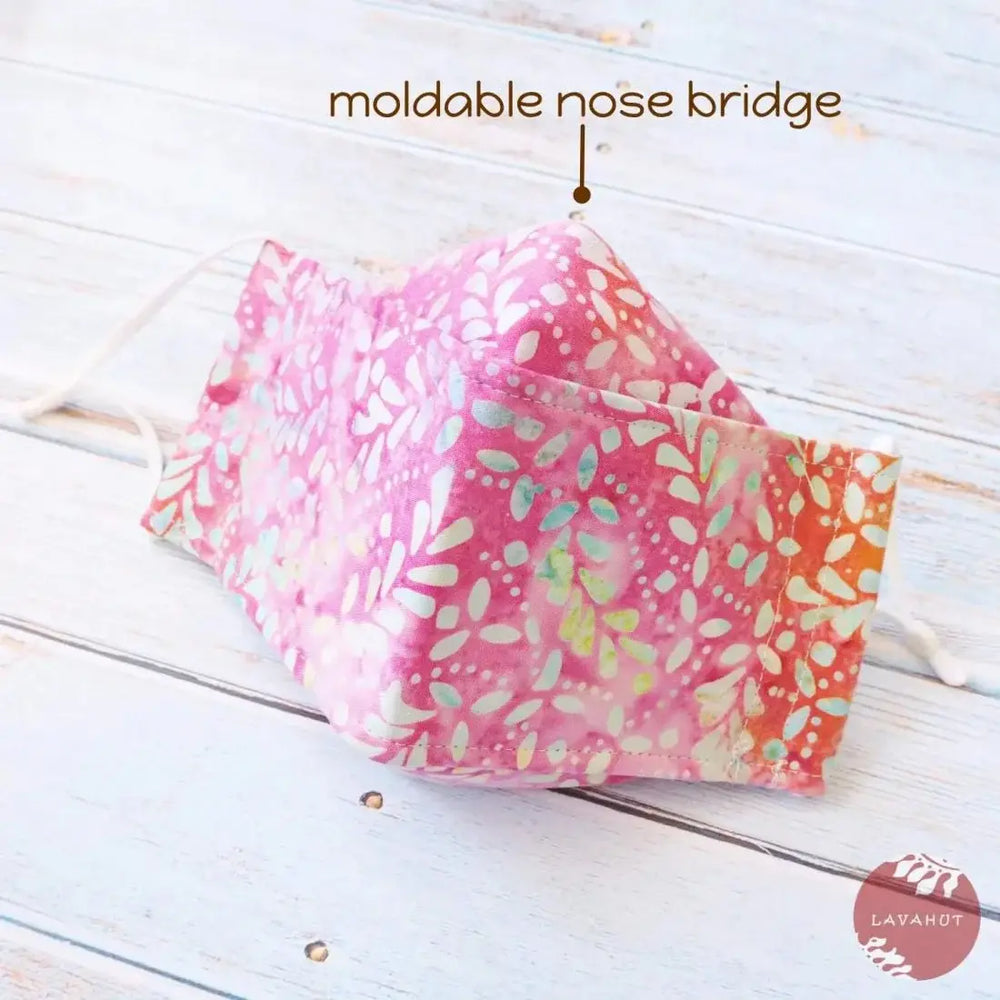 Antimicrobial Silvadur™ + Origami 3d Face Mask • Pink Windswept - Made in Hawaii