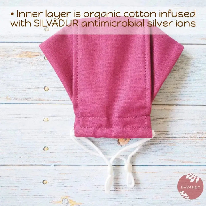 Antimicrobial Silvadur™ + Origami 3d Face Mask • Plum Solid - Made in Hawaii
