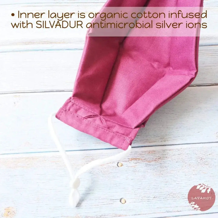 Antimicrobial Silvadur™ + Origami 3d Face Mask • Plum Solid - Made in Hawaii