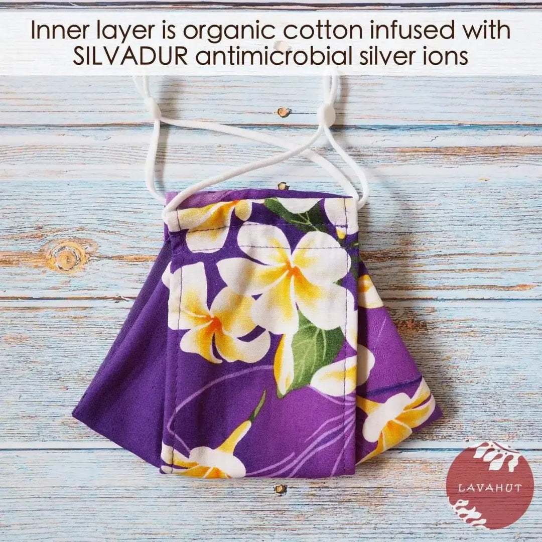 Antimicrobial Silvadur™ + Origami 3d Face Mask • Purple Liliuokalani - Made in Hawaii