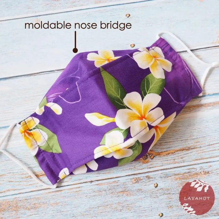 Antimicrobial Silvadur™ + Origami 3d Face Mask • Purple Liliuokalani - Made in Hawaii