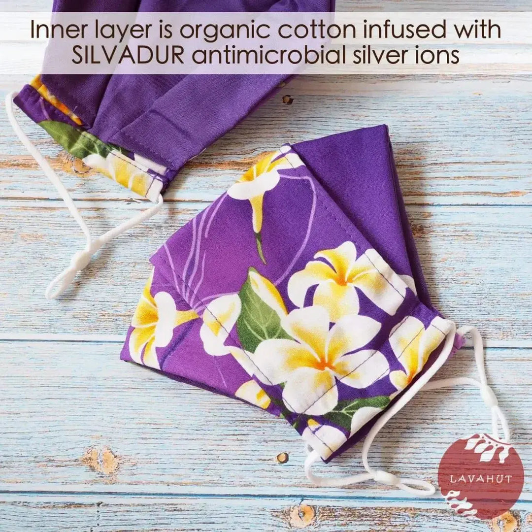 Antimicrobial Silvadur™ + Origami 3d Face Mask • Purple Liliuokalani - Made in Hawaii