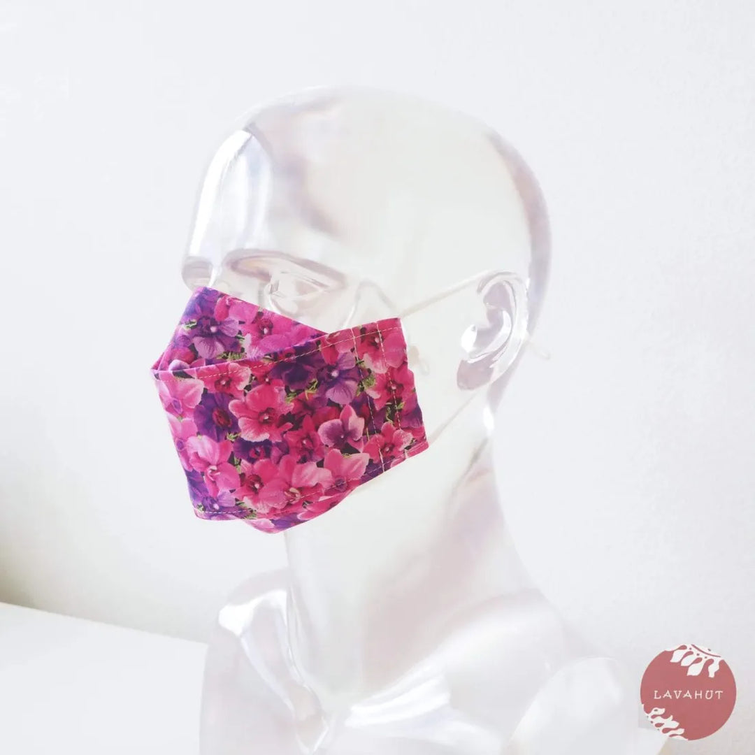 Antimicrobial Silvadur™ + Origami 3d Face Mask • Purple Orchid Lover - Made in Hawaii