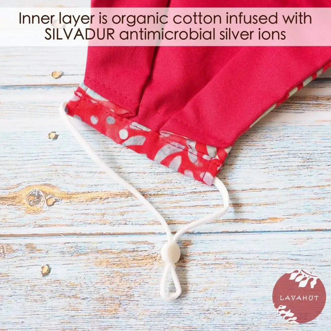 Antimicrobial Silvadur™ + Origami 3d Face Mask • Red Kilauea - Made in Hawaii