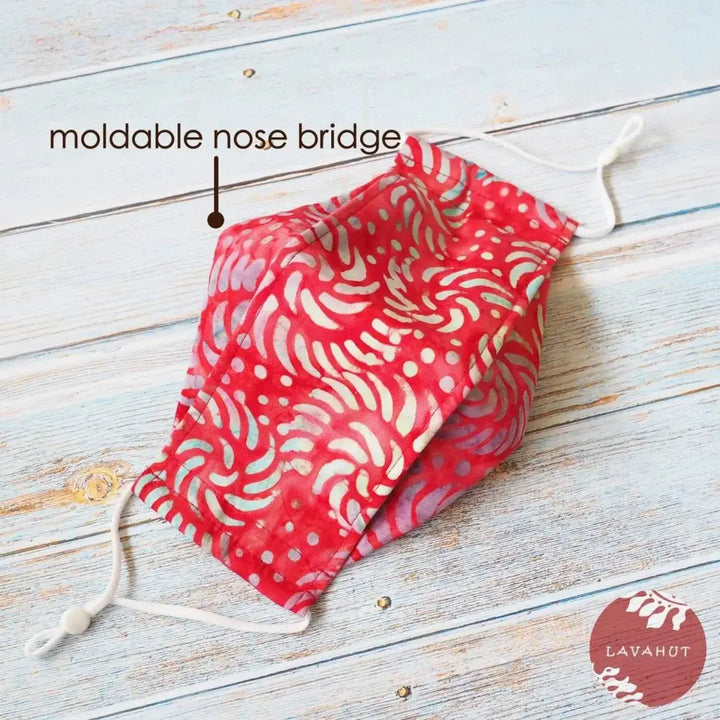 Antimicrobial Silvadur™ + Origami 3d Face Mask • Red Kilauea - Made in Hawaii