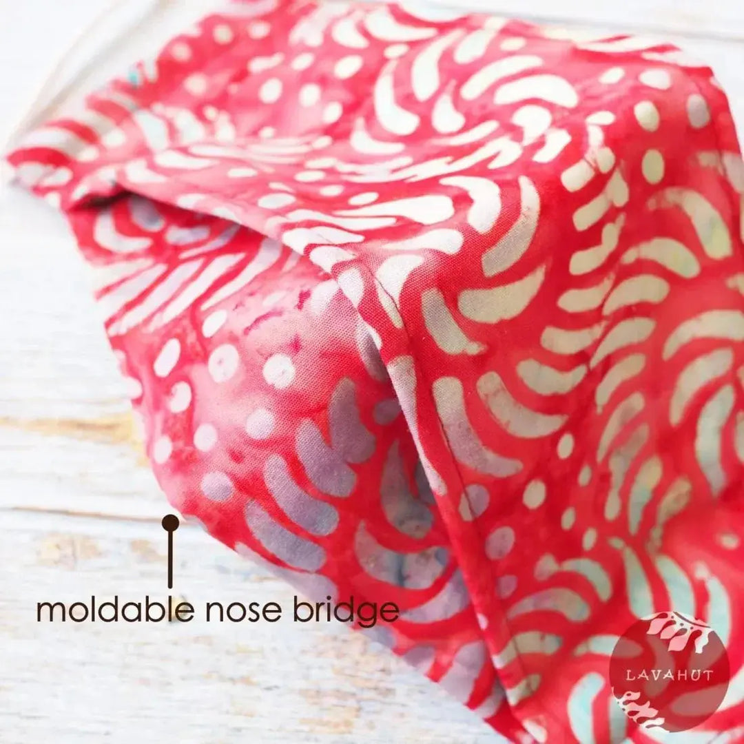 Antimicrobial Silvadur™ + Origami 3d Face Mask • Red Kilauea - Made in Hawaii