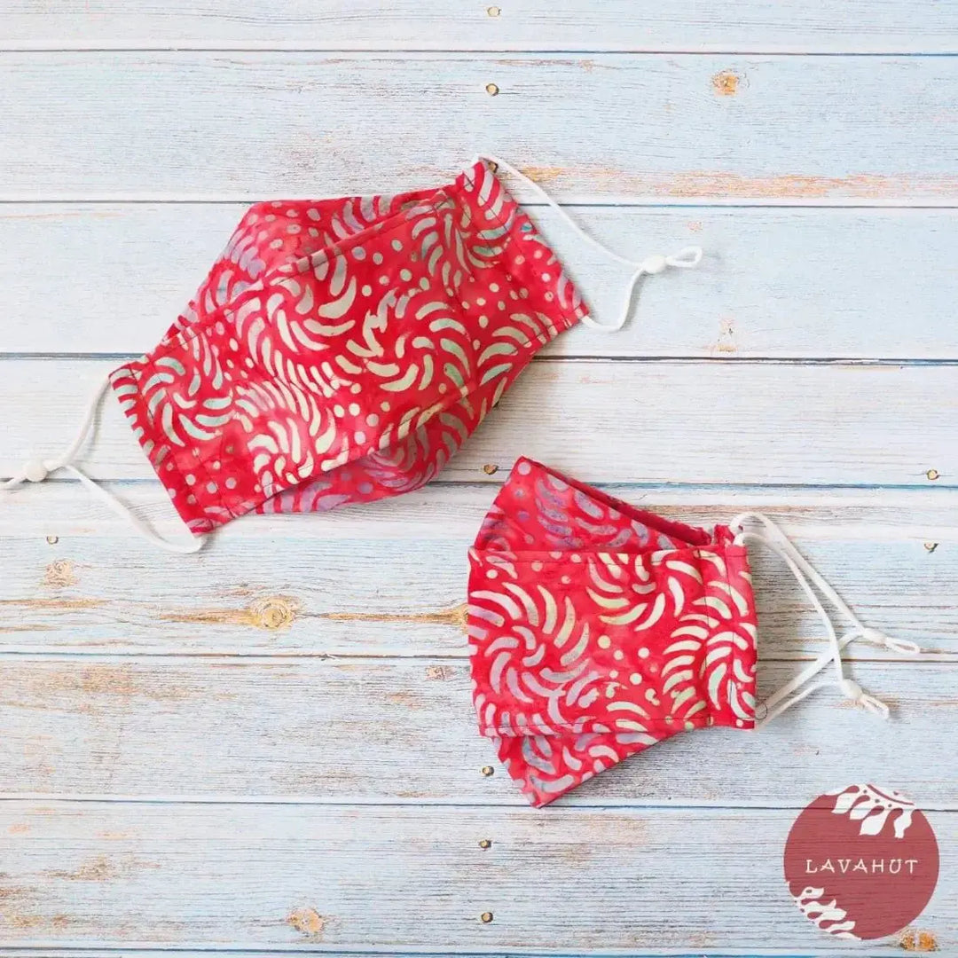 Antimicrobial Silvadur™ + Origami 3d Face Mask • Red Kilauea - Made in Hawaii