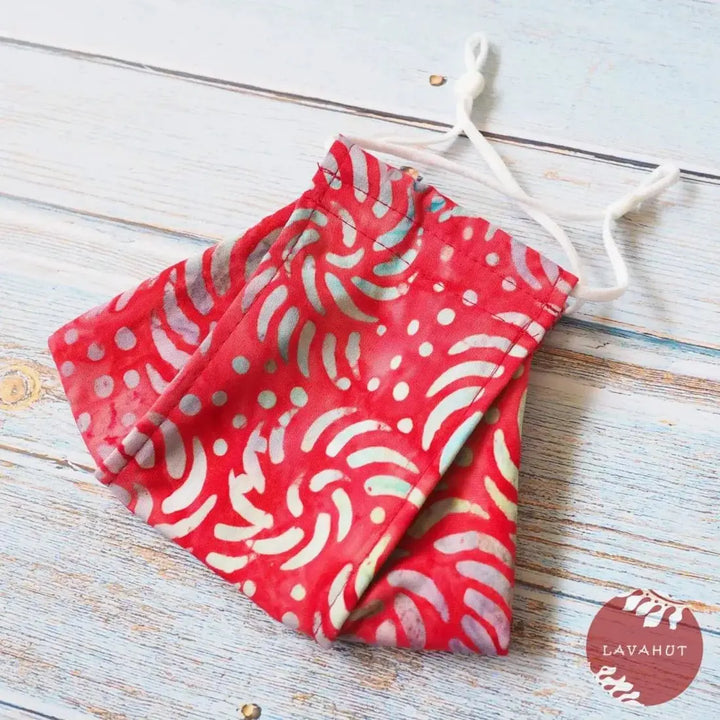 Antimicrobial Silvadur™ + Origami 3d Face Mask • Red Kilauea - Made in Hawaii
