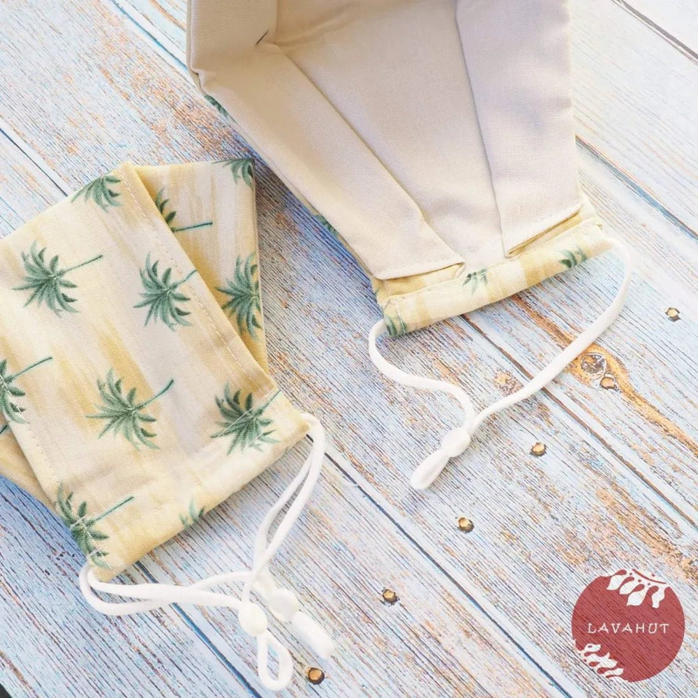 Antimicrobial SILVADUR™ + Origami 3D Face Mask • Tan Coconut Grove – Authentic Hawaiian Face Mask by Lavahut