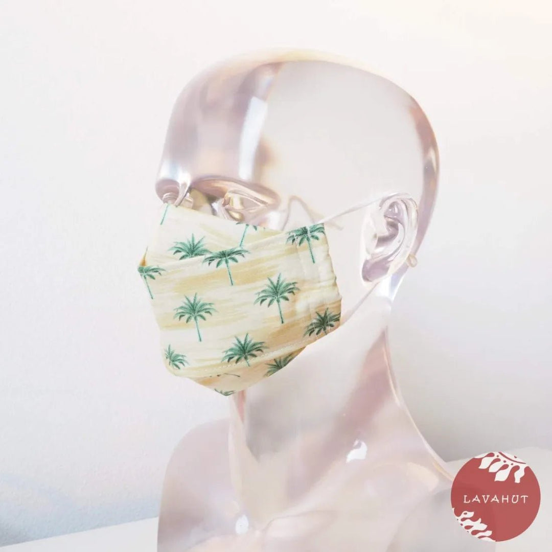 Antimicrobial SILVADUR™ + Origami 3D Face Mask • Tan Coconut Grove – Authentic Hawaiian Face Mask by Lavahut