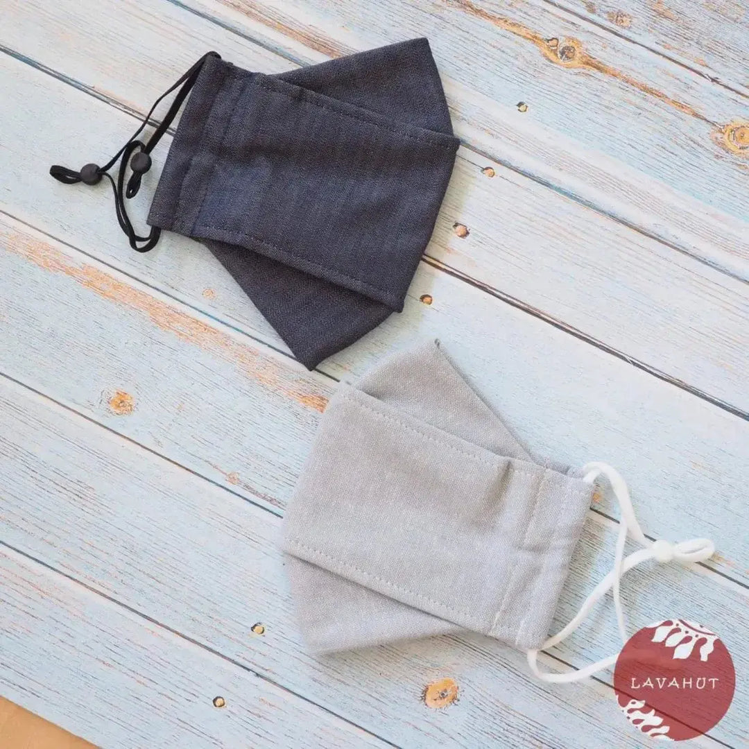 Antimicrobial Silvadur™ + Origami 3d Face Mask • Whitewashed Denim - Made in Hawaii