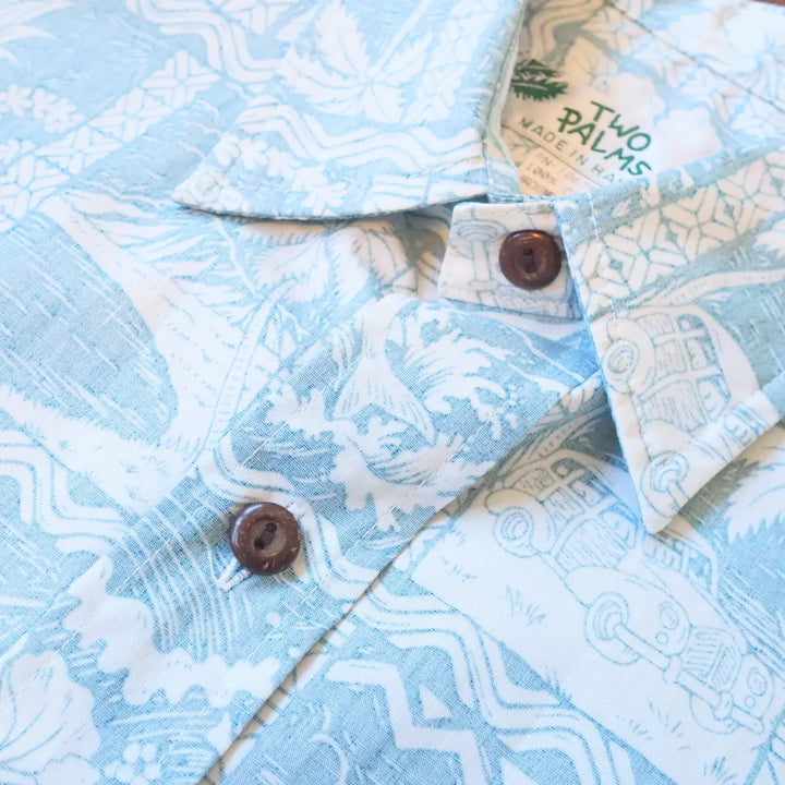 Aqua Haleakala Sky Hawaiian Reverse Shirt - Made in Hawaii