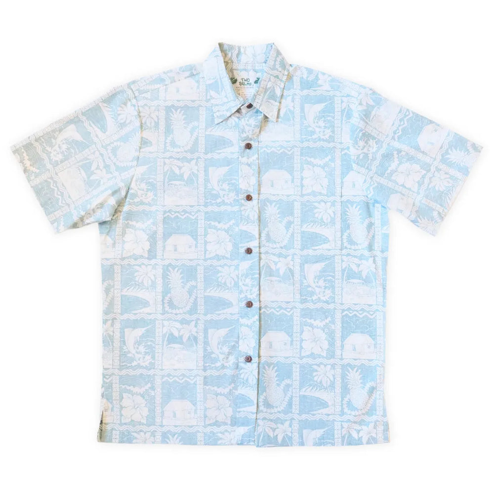 Aqua Haleakala Sky Hawaiian Reverse Shirt - Made in Hawaii