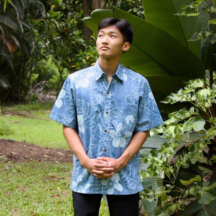 Aqua Ka’anapali Hawaiian Reverse Shirt - Made in Hawaii