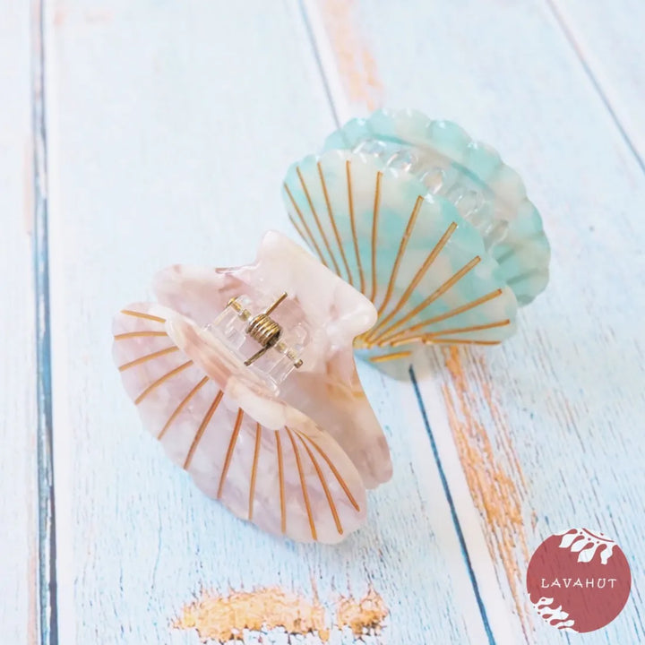 Aqua Seashell Hawaiian Hair Claw - Made in Hawaii