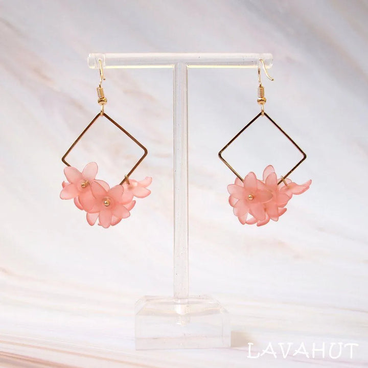 Aria Square Pink Drop Earrings - Made in Hawaii