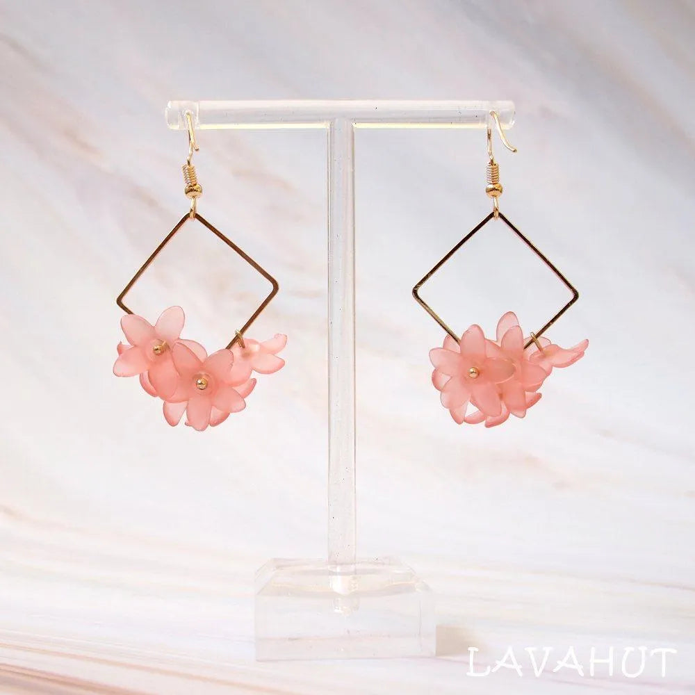 Aria Square Pink Drop Earrings - Made In Hawaii