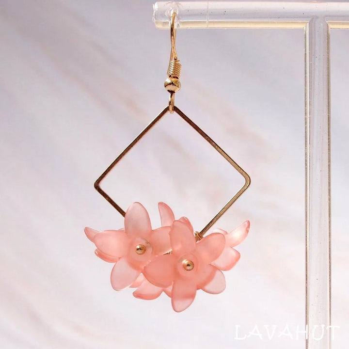 Aria Square Pink Drop Earrings - Made in Hawaii