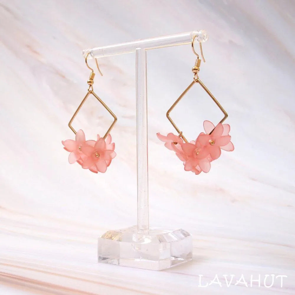 Aria Square Pink Drop Earrings - Made In Hawaii