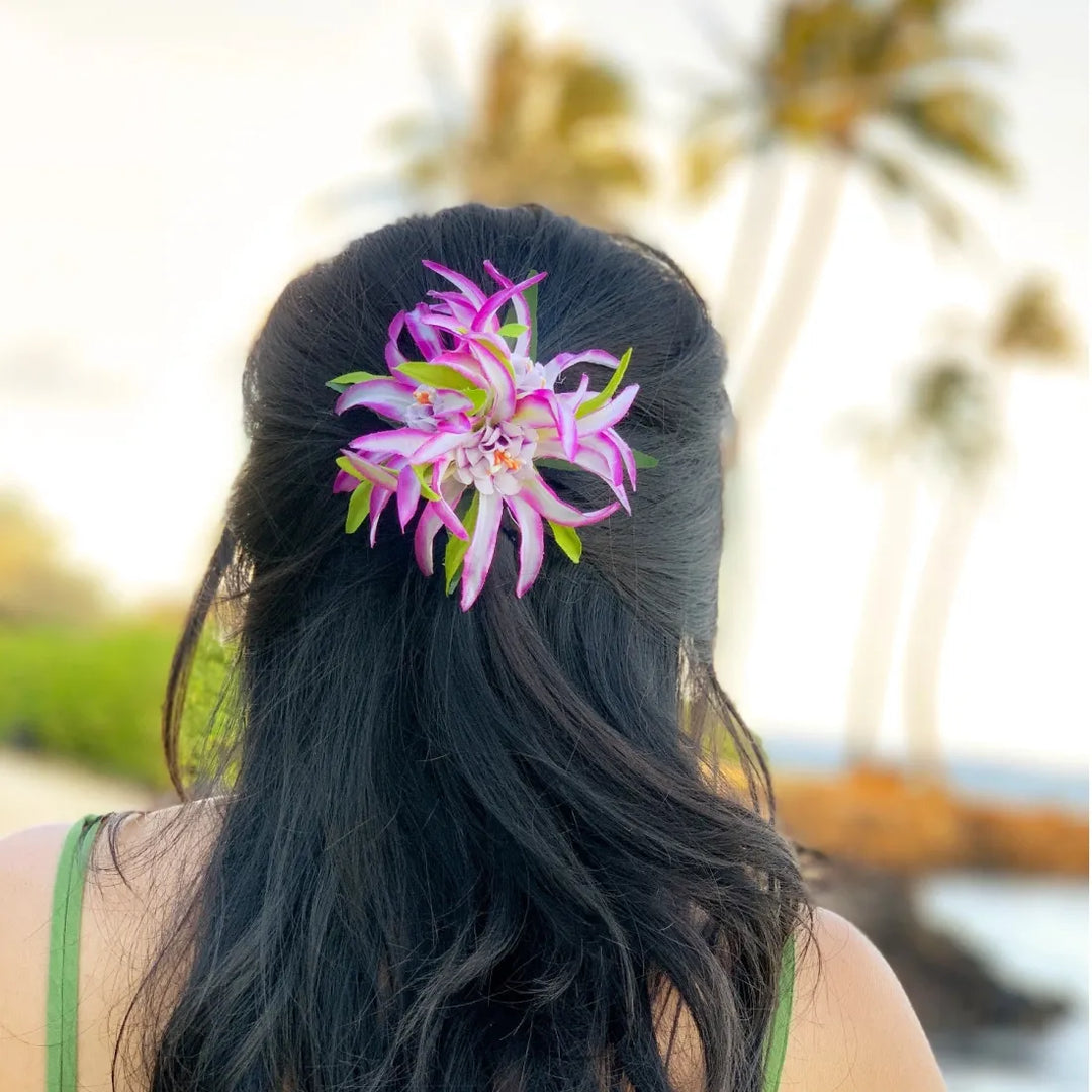 Aster Purple Hawaiian Flower Hair Clip - Made in Hawaii