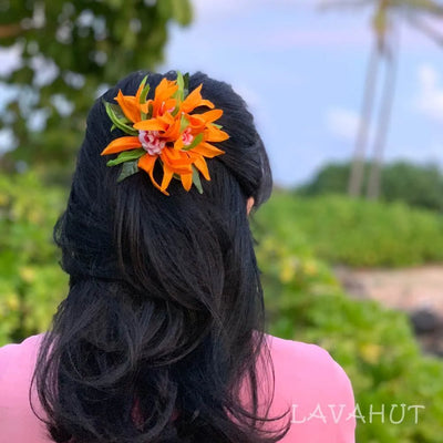 Aster Yellow Hawaiian Flower Hair Clip - Made In Hawaii