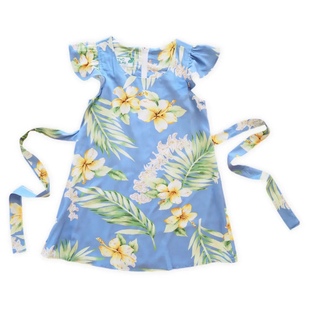 Atoll Blue Hawaiian Girl Rayon Dress – Authentic Hawaiian Girl's Hawaiian Dresses by Lavahut