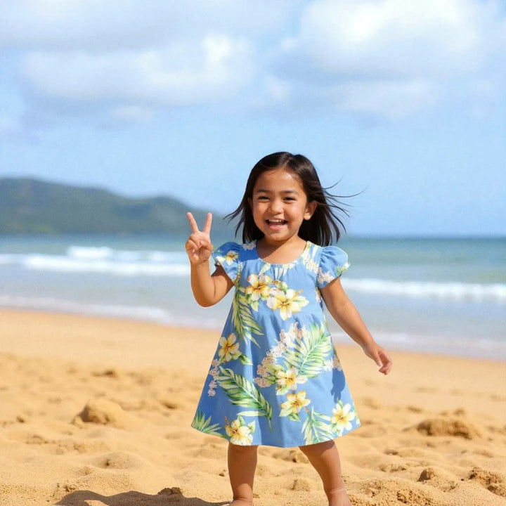 Atoll Blue Hawaiian Girl Rayon Dress - Made in Hawaii