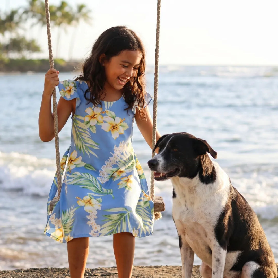Atoll Blue Hawaiian Girl Rayon Dress - Made in Hawaii