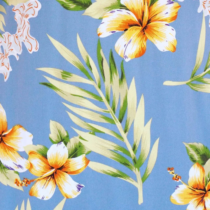 Atoll Blue Hawaiian Rayon Fabric by the Yard - Made in Hawaii