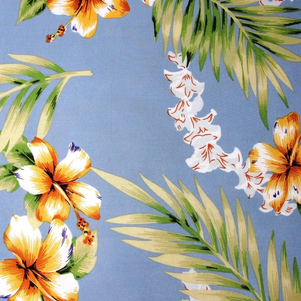 Atoll Blue Hawaiian Rayon Fabric by the Yard - Made in Hawaii