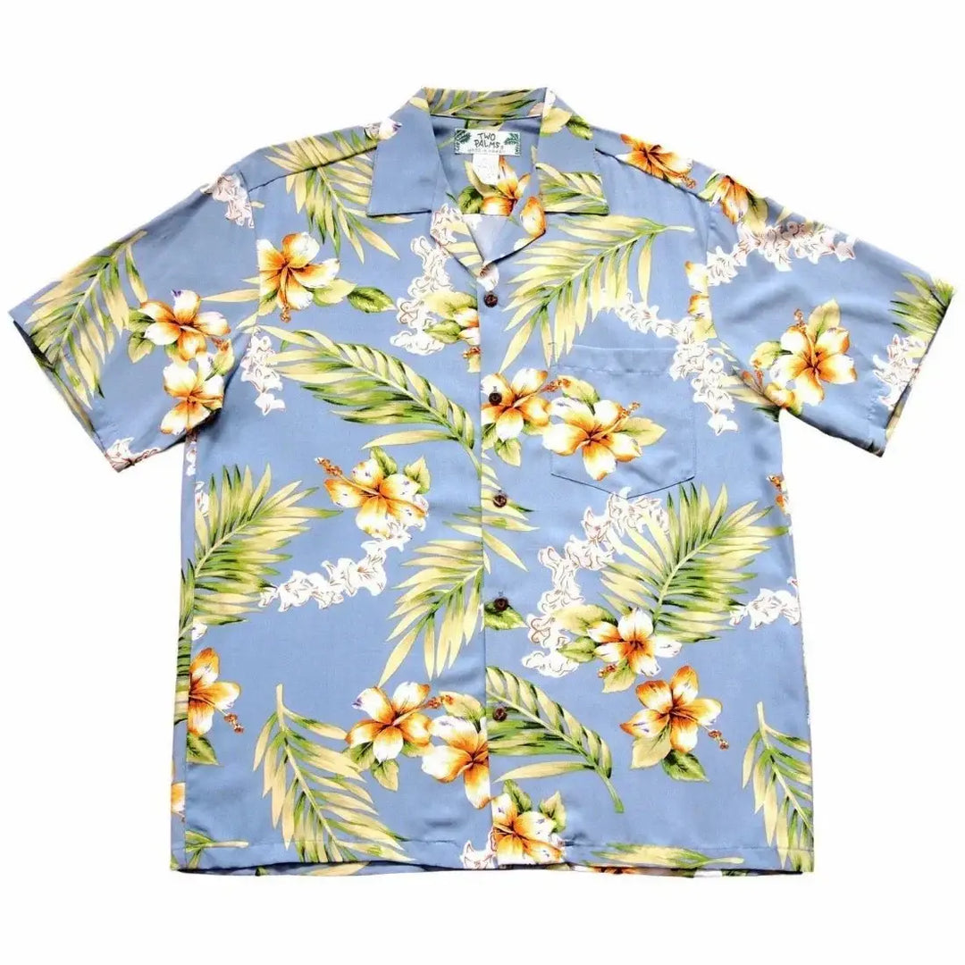 Atoll Blue Hawaiian Rayon Shirt - Made in Hawaii