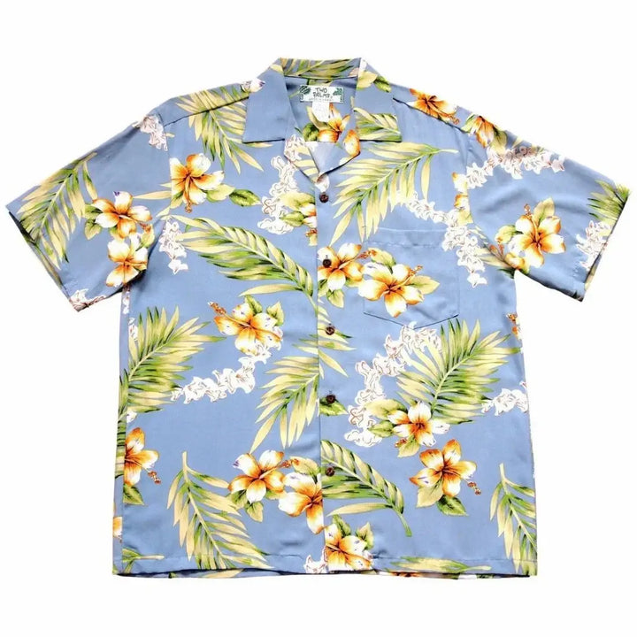 Atoll Blue Hawaiian Rayon Shirt - Made in Hawaii