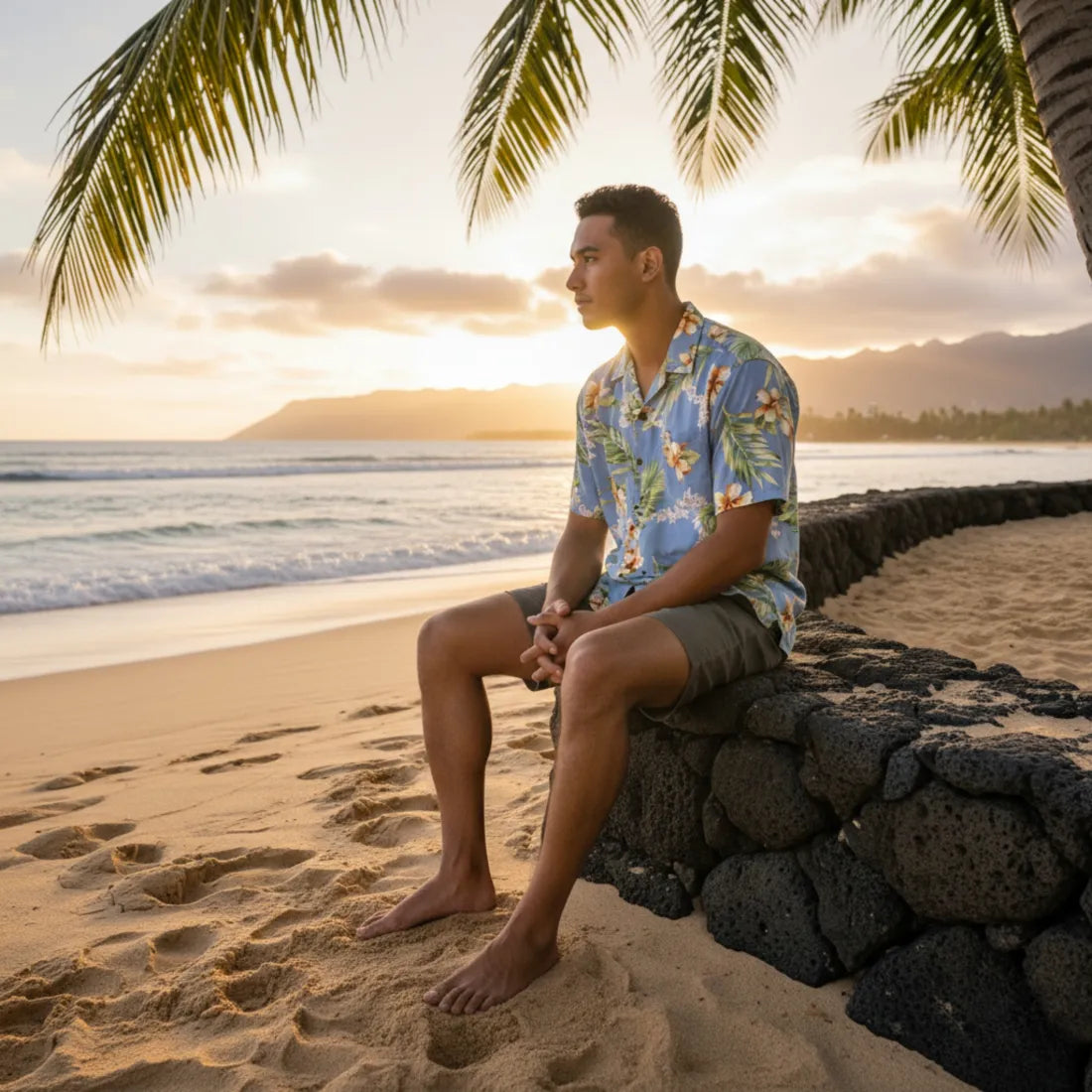 Atoll Blue Hawaiian Rayon Shirt - Made in Hawaii