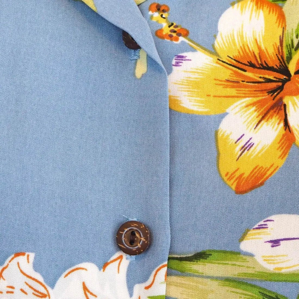 Atoll Blue Lady's Hawaiian Sleeveless Blouse – Authentic Hawaiian Women's Blouses by Lavahut