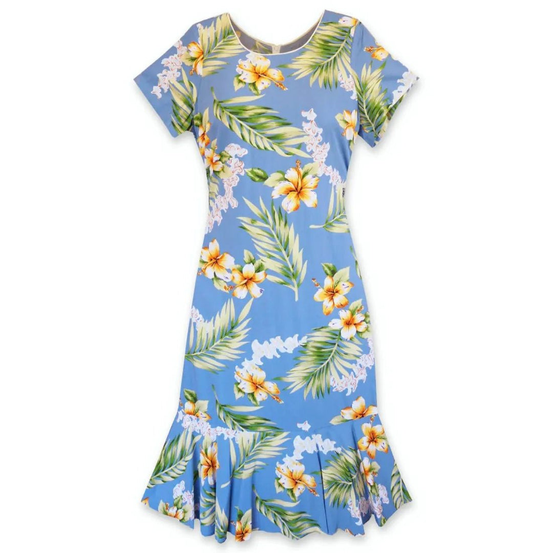 Atoll Blue Laka Hawaiian Dress – Authentic Hawaiian Women's Dress by Lavahut