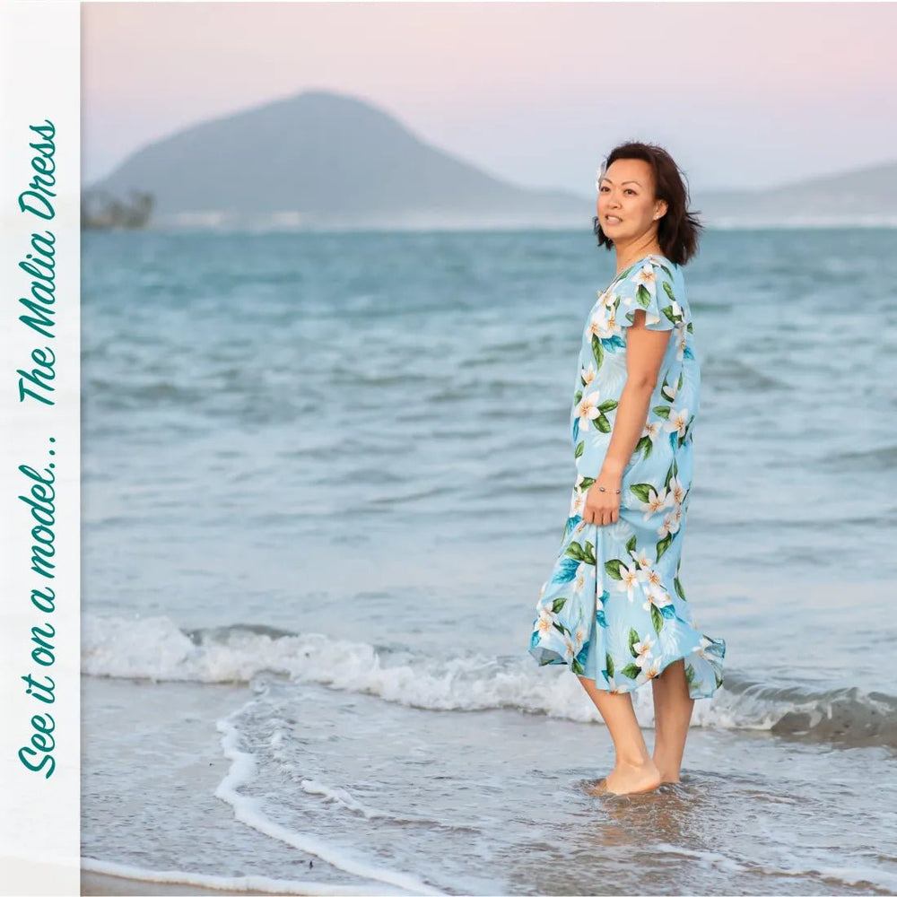 Atoll Blue Malia Hawaiian Dress – Authentic Hawaiian Women's Dress by Lavahut