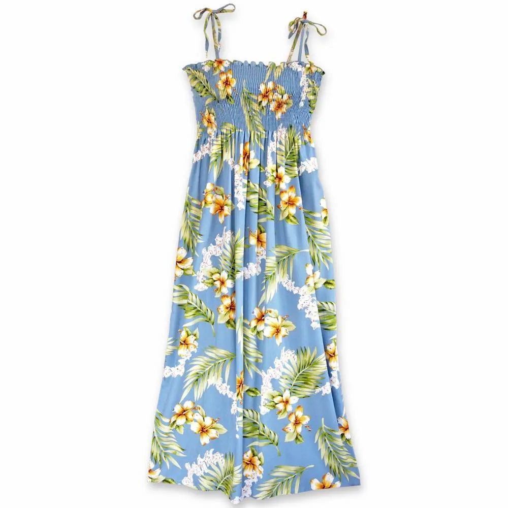 Atoll Blue Maxi Hawaiian Dress – Authentic Hawaiian Long Dresses by Lavahut