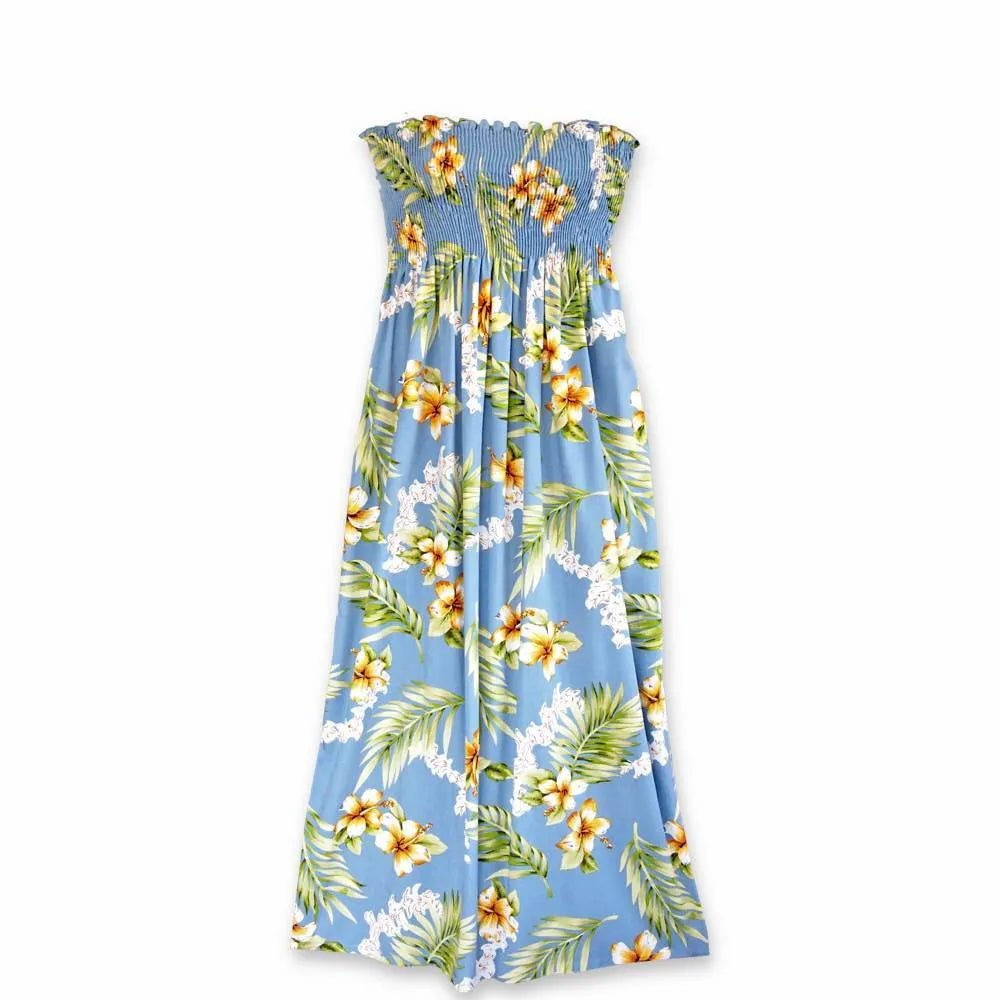 Atoll Blue Maxi Hawaiian Dress – Authentic Hawaiian Long Dresses by Lavahut