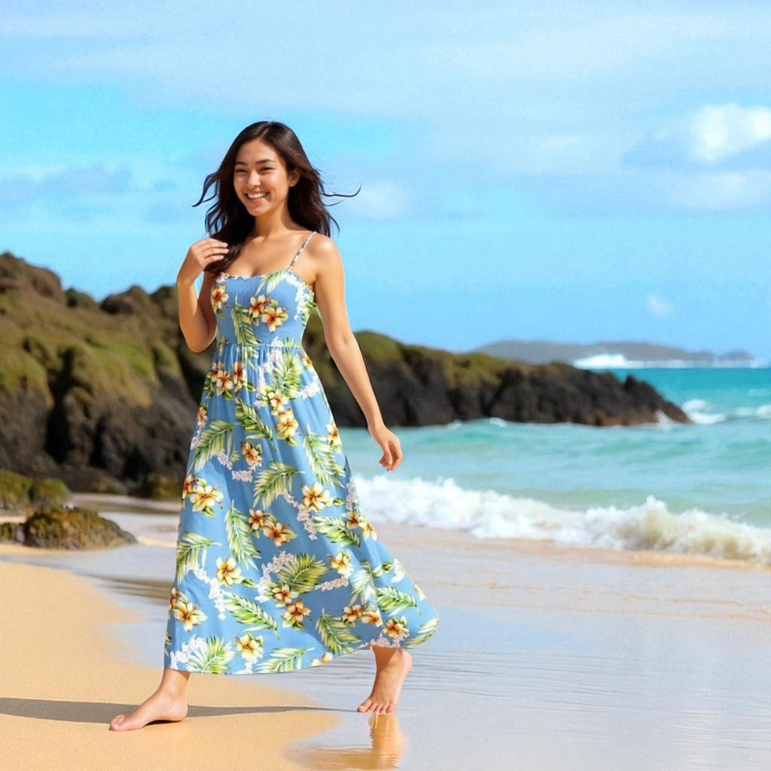 Atoll Blue Maxi Hawaiian Dress - Made in Hawaii