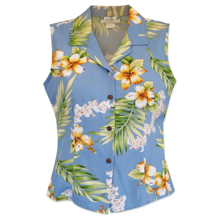 Atoll Blue Women’s Hawaiian Sleeveless Top - Made in Hawaii