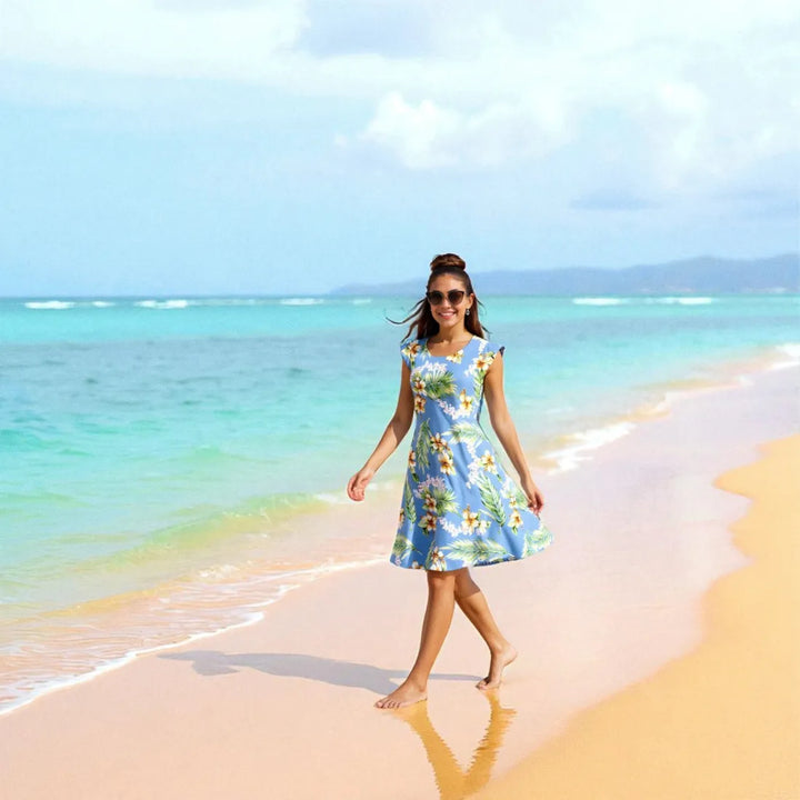 Atoll Blue Xoxo Hawaiian Dress - Made in Hawaii